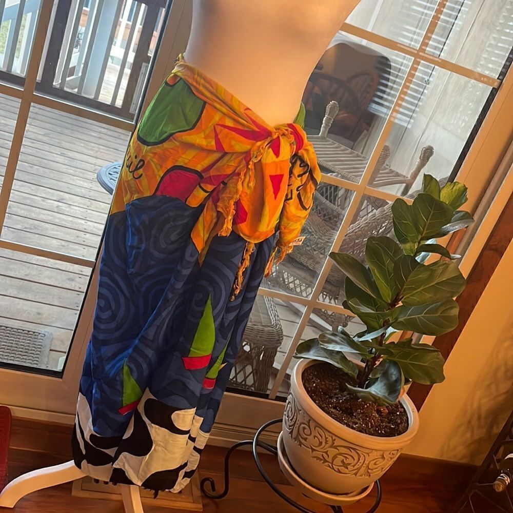 Vintage Canga Sarong by Brazilian Artist Monica Fuchshuber